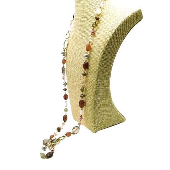 Lia Sophia BEAUJOLAIS Necklace Long Acrylic & Resin Beads Gold-tone Chain Retire - Picture 14 of 15